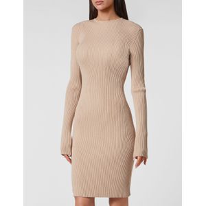 Philipp Plein - Gebreide Midi Jurk - Beige - Dames