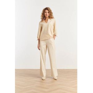 Smashed Lemon 25234 wide leg travel broek met zigzag print |