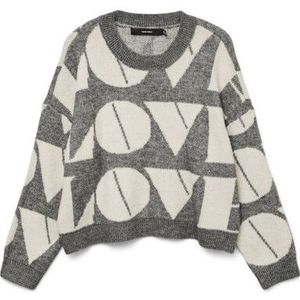 Vero Moda - Vmlove Ls O-neck - Trui - Medium Grey/Birch - Dames