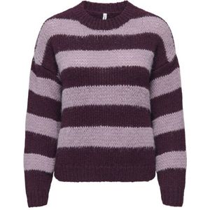 Only - Onlcamel Life Ls Stripe O-neck - Gebreide Pullover - Bordeaux