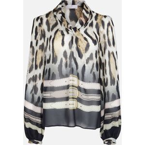 Mucho Gusto Viscose crêpe blouse corato luipaardprint met riemen