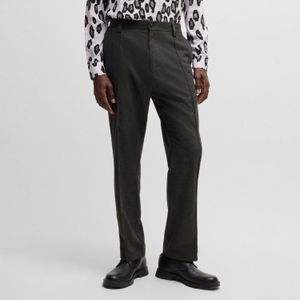 Hugo Boss - Taps Toelopende Broek - Zwart - Wolmix - Elastische Tailleband