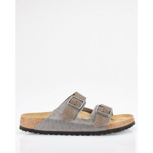 Birkenstock - Arizona - Gezondheidsslippers - Glanzend Zilver - Smal Voetbed