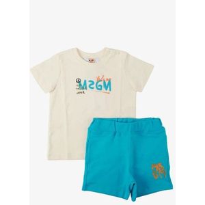 Msgm - Junior Set - Cream Atollo - T-shirt met Logo Print en Korte Broek