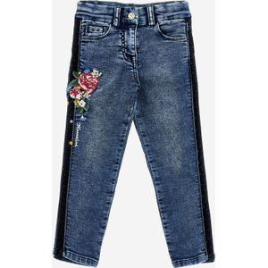 Monnalisa Meisjes Borduursel Denim Stretch Jeans in Blauw