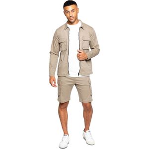 Enzo - Cargo Trainingspak - Beige - Heren - Met Korte Broek Set