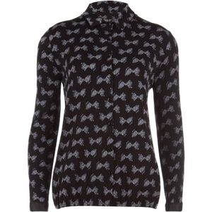 Jansen Amsterdam Lotte w19 tb706 blouse met strik dessin en opstaande kraag black