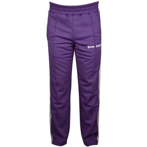 Palm Angels - Joggingbroek - Paars - 100% Polyester - Met Witte en Zwarte Zijstrepen