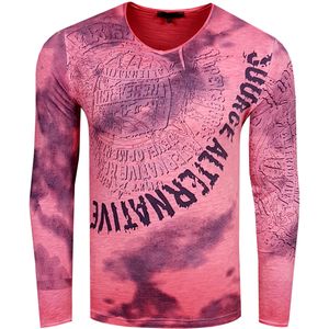 Rusty Neal - Longsleeve - V-hals - Slim Fit - 100% Katoen - All-over Print