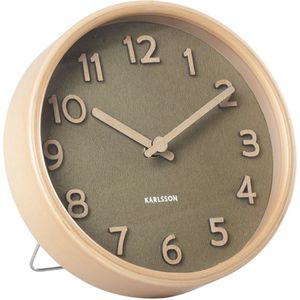 Table Clock Pure Wood Grain Moss Green