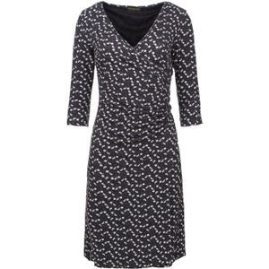 Imitatiewikkeljurk - Zwart - Stretchjersey - Driekwartmouwen