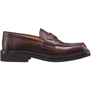 Dior - Loafers - Bruin - 100% Kalfsleer - Goudkleurig Logodetail