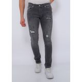 True Rise Slim fit jeans met scheuren dc