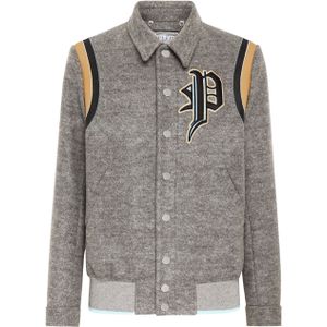Plein - Varsity Jack - Wollen - Met Imitatieleer - Sportieve Stijl