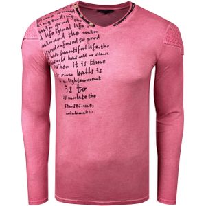 Rusty Neal - Lang Shirt - Slim Fit - V-hals - 100% Katoen