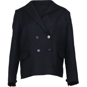 Helmut Lang Versleten Blazer in Marineblauwe Wol