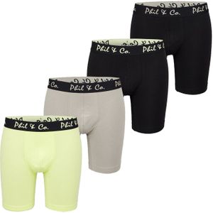 Phil & Co Boxershorts heren met lange pijpen boxer briefs 4-pack geel / beige