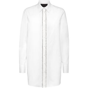 Philipp Plein - Shirt Dress Crystal - Overhemdjurk - Wit - Katoen