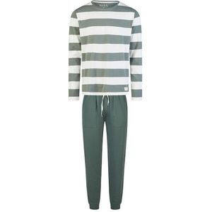 Phil & Co Heren pyjama set lang groen gestreept