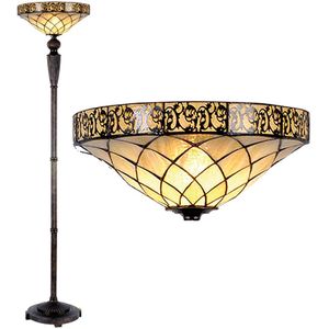 LumiLamp Tiffany vloerlamp Ø 41x179 cm beige glas driehoek staande lamp