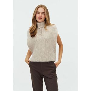 mbyM - Tristiana-M - Spencer - Beige - Grofgebreid met Hoge Col