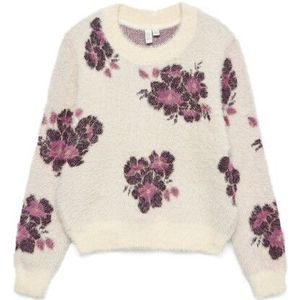 Vero Moda - Vmpoilu Flower Ls O-neck Pullover - Gebreide Trui - Birch/w.flower