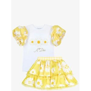 ADee - Dallas Set - Rok - Bright White - T-shirt met Pofmouwen - Tulle