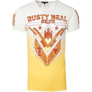 Rusty Neal - T-Shirt - Ronde Hals - Katoen - Normale Pasvorm - Zwart