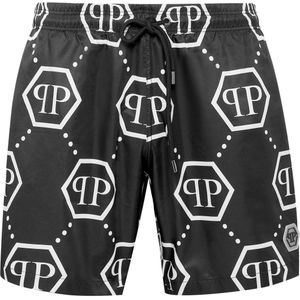 Philipp Plein - Short Swim Boxer Monogram - Badkleding - Zwart - Polyester