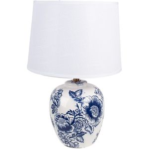 Clayre & Eef Tafellamp Ø 28x42 cm blauw keramiek bureaulamp