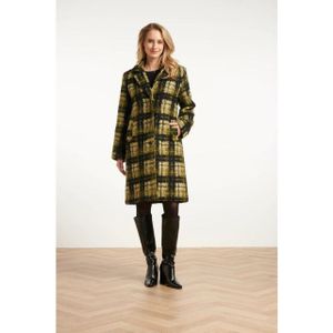 Smashed Lemon - Bouclé Ruitjesjas - Camel - Met Kraag en Revers