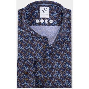 R2 Amsterdam - Overhemd - Blauw - Extra Lange Mouw - Carabiner Print