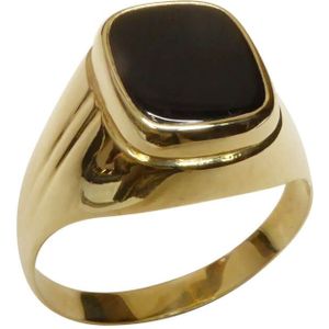 Christian Gouden cachet ring met zwarte lagensteen