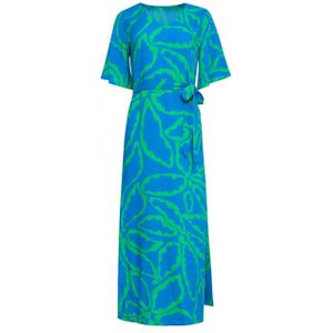 Smashed Lemon - 25068 - Maxi Jurk - Felblauw - Grafische Bloemenprint