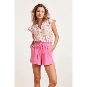 Smashed Lemon 24380 dames top met broderie anglais in felroze