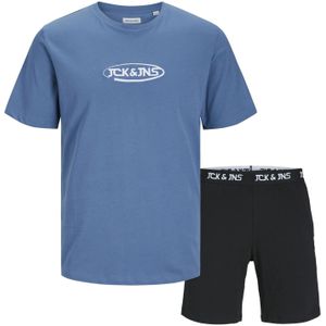 Jack & Jones Heren korte shortama pyjamaset jacoliver blauw/zwart