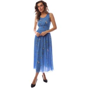 Emporio Armani - Jurk - Multi kleur - 100% Zijde - Mouwloos - Ronde Hals