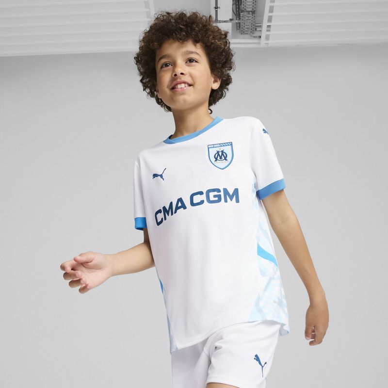 Puma Olympique de Marseille 24/25 Heimtrikot Teenager Für Für Kinder | Mit Color Blocking | White/Azure | Größe: 15-16Y