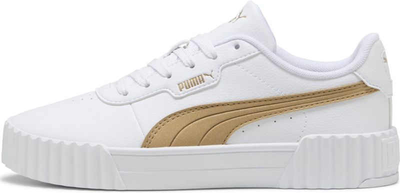 Puma Carina 3.0 Aqua Metallics Sneakers Damen Schuhe | Mit Plain | White/Light Sand/Gold | Größe: 39