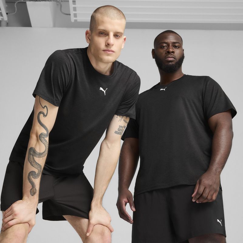 Puma TAD ESSENTIALS Meliertes T-Shirt mit Cat Logo Herren | Black Heather | Größe: S