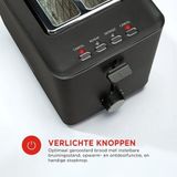 Bourgini Tosti Toaster - Broodrooster met Tostiklemmen - Zwart- Extra brede sleuf geschikt voor 2 tosti's - Instelbare bruiningsstand en ontdooifunctie