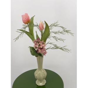 PLUME vase gevuld met bloemen en gras, 38cm