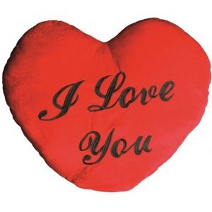 Valentijnsdag pluche I Love You kussen kado 60 cm - Feestdecoratievoorwerp