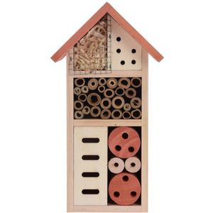Tuindecoratie insecten hotel huisje oranje 26 cm bijen/vlinders/lieveheersbeestjes - Insectenhotel
