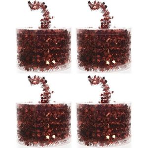 4x Extra lange rode folie slingers met sterren - Kerstslingers