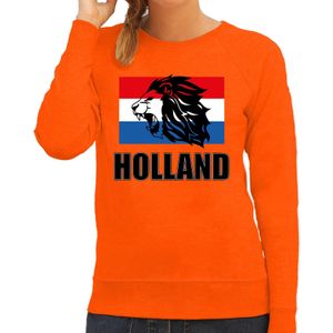Oranje sweater / trui Holland / Nederland supporter met leeuw en vlag EK/ WK voor dames - Feesttruien