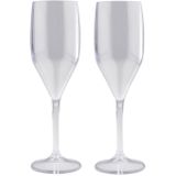 Set van 6x stuks champagne/prosecco flutes glazen transparant 150 ml van onbreekbaar kunststof - Champagneglazen
