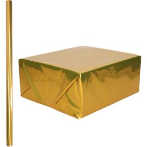 1x Rollen inpakpapier / cadeaufolie metallic goud 200 x 70 cm - Kaftpapier