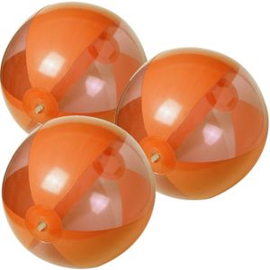 6x stuks opblaasbare strandballen plastic oranje 28 cm - Strandballen