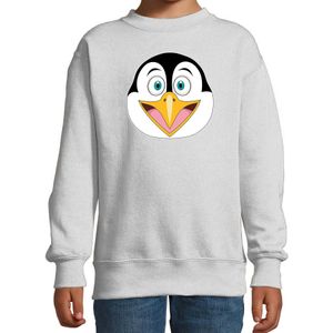 Cartoon pinguin trui grijs voor jongens en meisjes - Cartoon dieren sweater kinderen - Sweaters kinderen